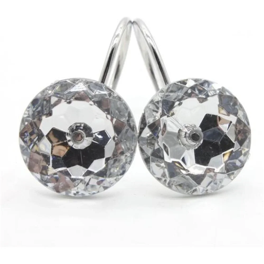 Set of 12  Shower Curtain Hooks Diamond Shape Shower Rings